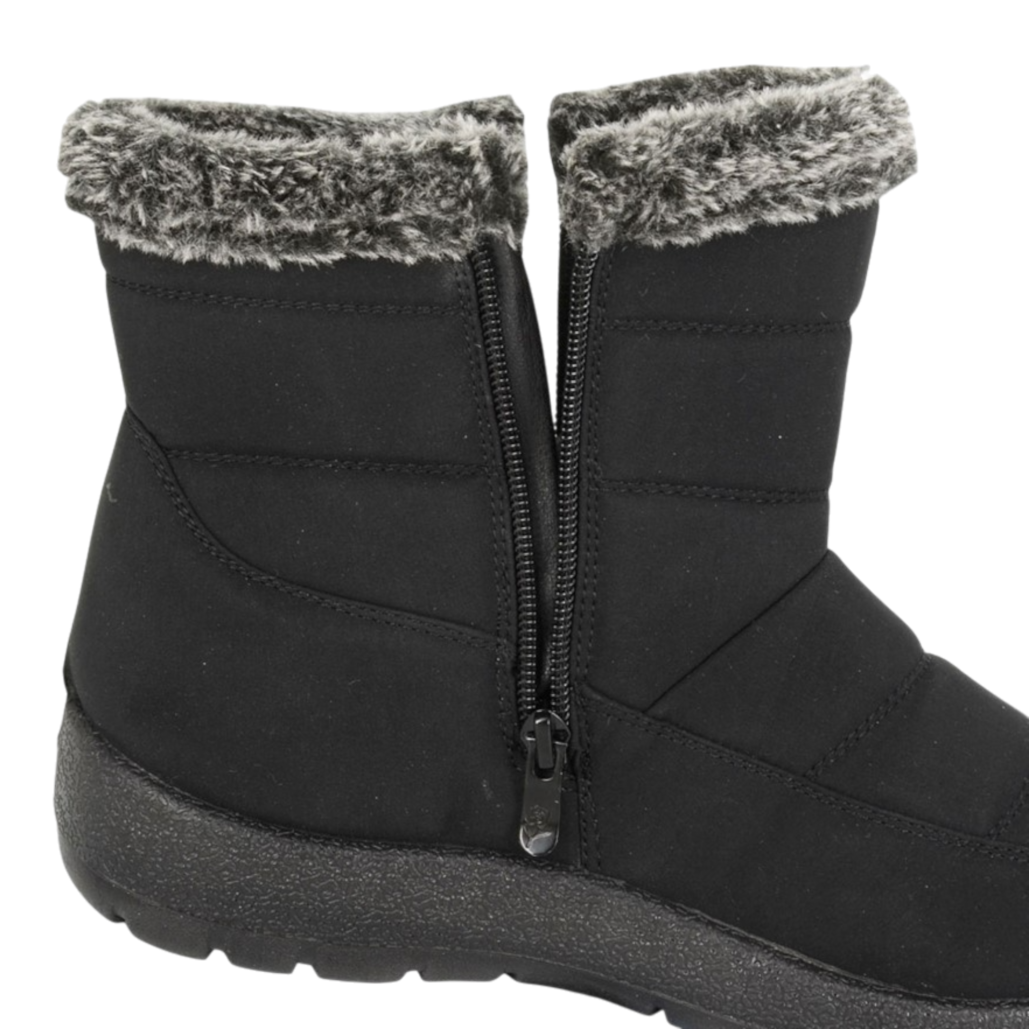 Boulevard Womens Winter Warm Fur Lined Wide Fit Snow Boot Black