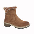 Womens Pull On Fur Collar Lined Winter Warm Snow Ladies Ankle Boot Camel Size 3-8