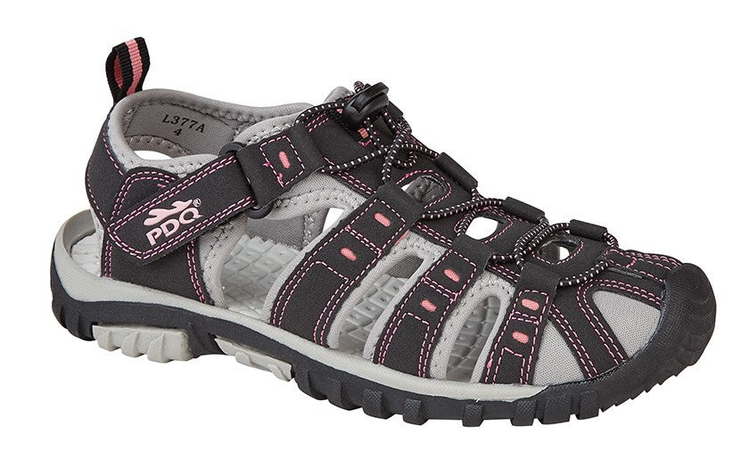 PDQ Womens Hiking Sandal Closed Toe Ladies Beach Trail Trekking Travel Shoe Black Pink