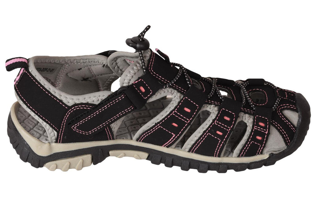 PDQ Womens Hiking Sandal Closed Toe Ladies Beach Trail Trekking Travel Shoe Black Pink