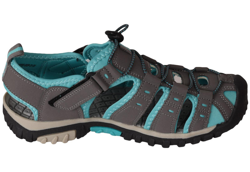 PDQ Womens Hiking Sandal Closed Toe Ladies Beach Trail Trekking Travel Shoe Grey/Mint