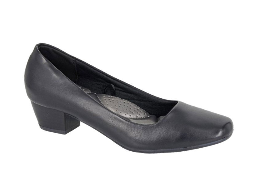 Boulevard Ladies Court Shoes Low Heel Comfort Pumps - Black, Navy, Patent