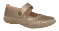 Ladies Mary Jane Sandals Flat EEE Wide Fit Bronze Comfort Shoes