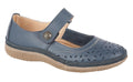 Ladies Mary Jane Sandals Flat EEE Wide Fit Navy Comfort Shoes