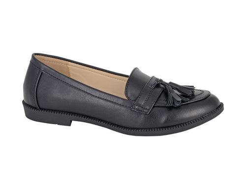 Boulevard Ladies Faux Leather Tassel Slip On Moccasin Flat Boat Shoes Loafers