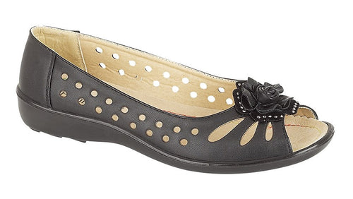 Boulevard Women's Leather Slip on Sandals Black