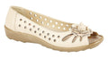 Boulevard Women's Leather Slip on Flat Sandals Beige