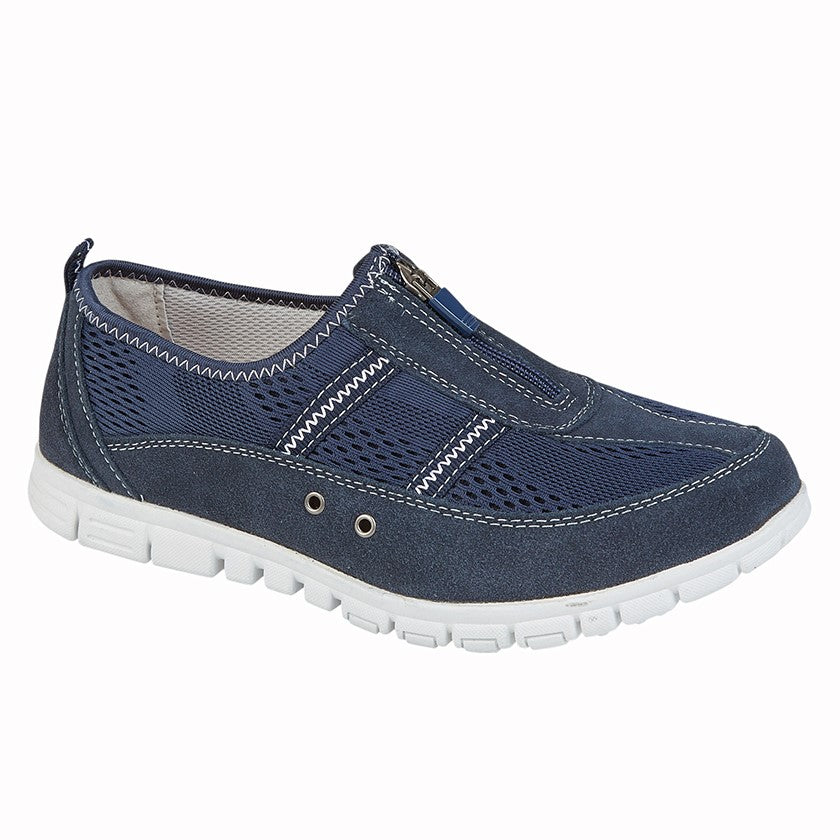 Boulevard Women’s Zip Leisure Shoes – EEE Extra Wide Fit Casual Shoes Navy