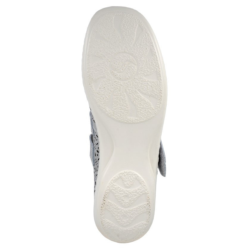 Boulevard Women’s Touch Fastening Leather Shoes – Perforated Bar Casual Comfort