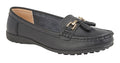 Boulevard Women's Leather Slip On Moccasin Shoes Black