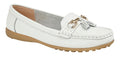 Boulevard Women's Leather Slip On Moccasin Shoes White
