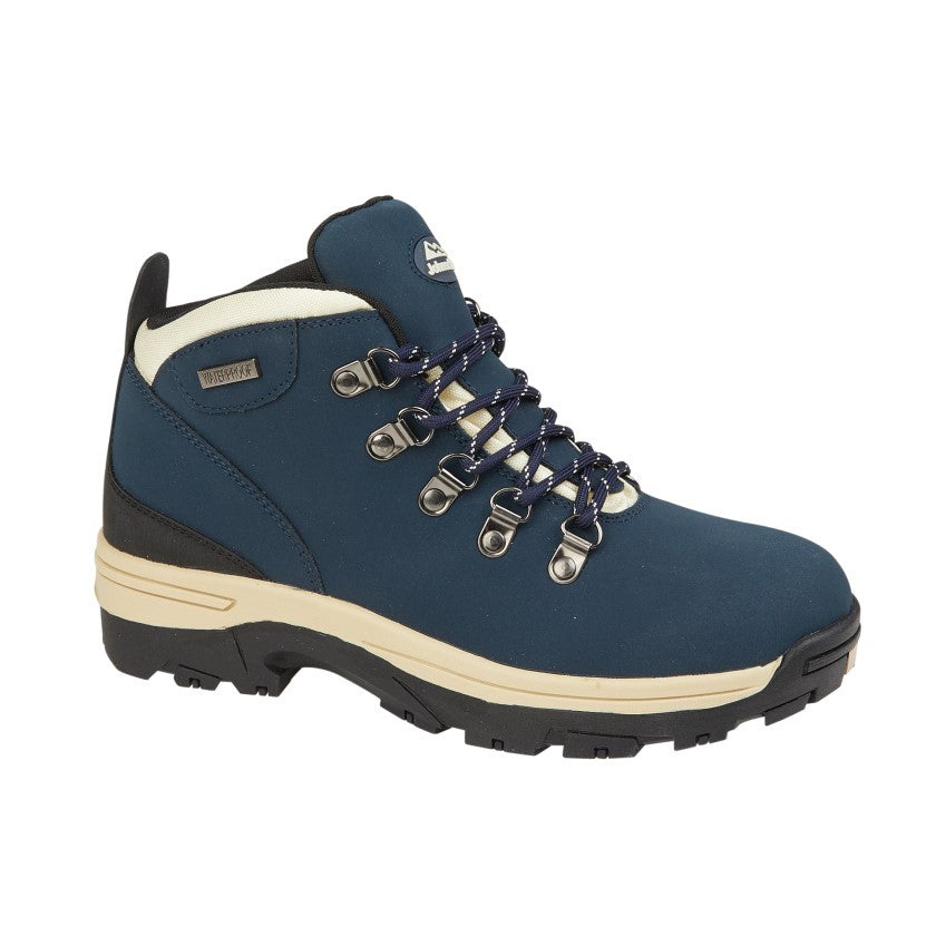 Johnscliffe Ladies Waterproof Leather Hiking Boots Walking Foam Ankle Waterproof Shoes Navy