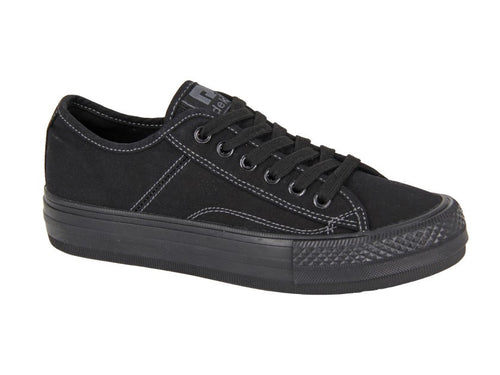 Dek Womens Canvas Lace Up Trainers Ladies Pumps - Black
