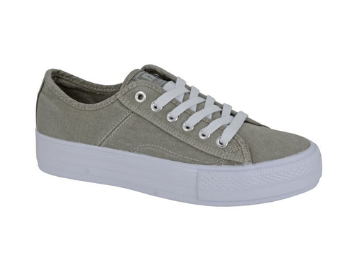 Dek Womens Canvas Lace UpTrainers Ladies Pumps - Khaki
