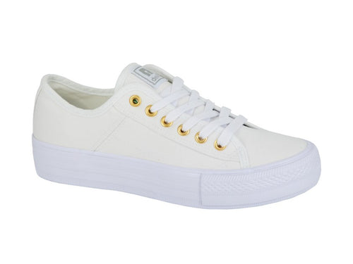 Dek Womens Canvas Lace Up Trainers Ladies Pumps - White