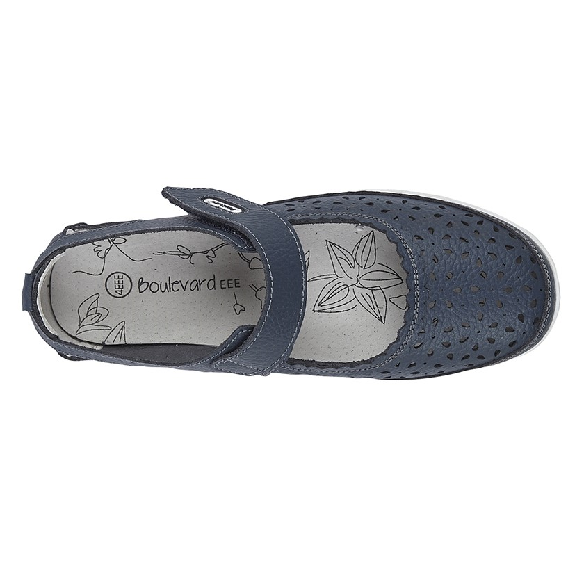 Ladies Mary Jane Sandals Flat Casual Pumps EEE Wide Fit Black Comfort Shoes Size