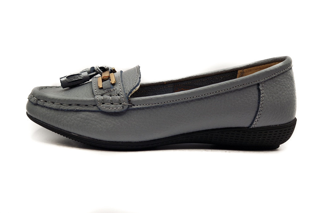 Dr Lightfoot Womens Memory Foam Leather Slip On Shoes Grey