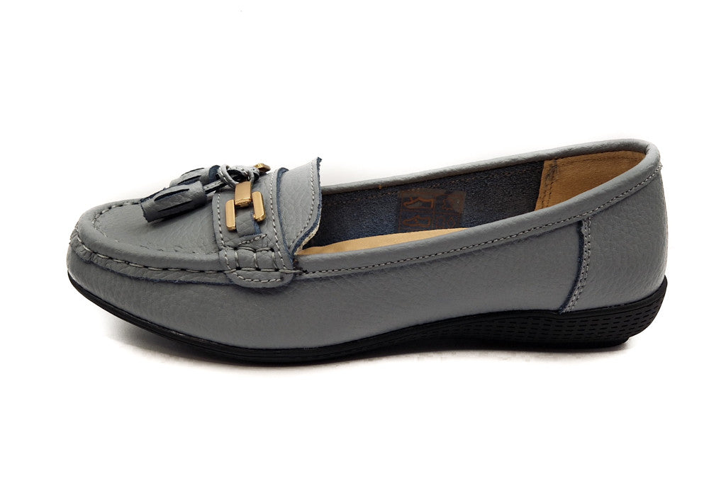 Dr Lightfoot Womens Memory Foam Leather Slip On Shoes Grey