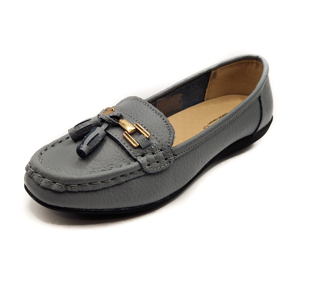 Dr Lightfoot Womens Memory Foam Leather Slip On Shoes Grey