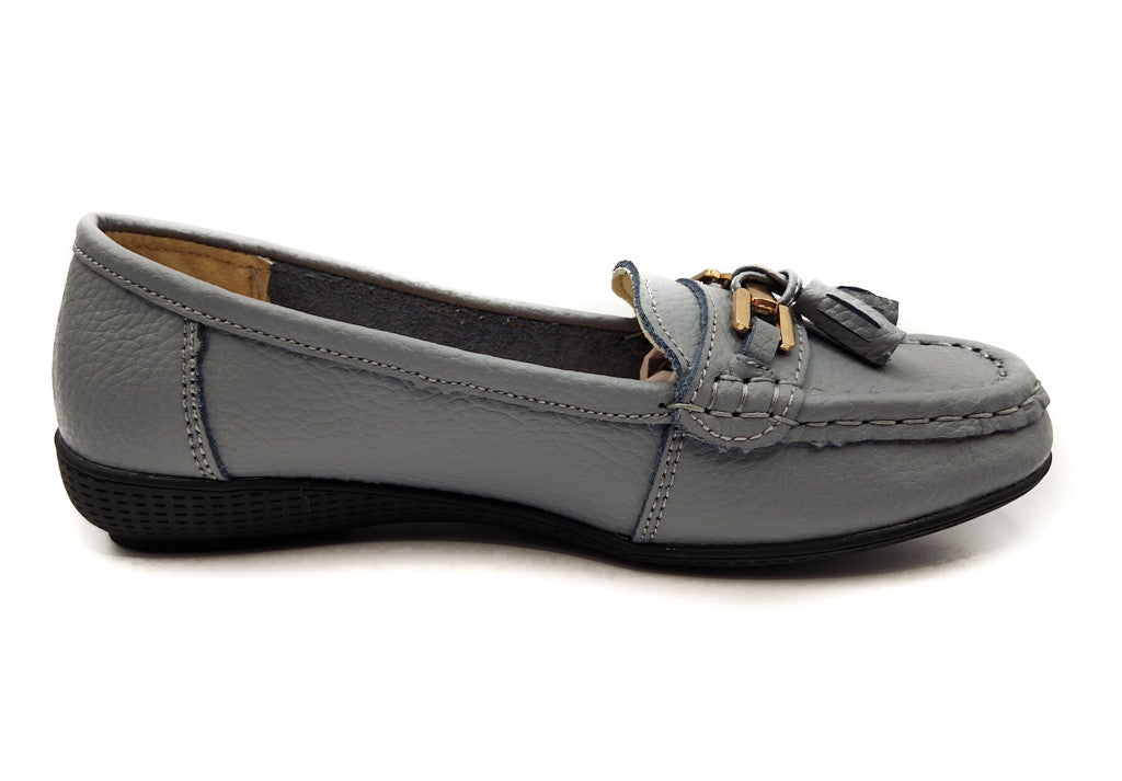 Dr Lightfoot Womens Memory Foam Leather Slip On Shoes Grey