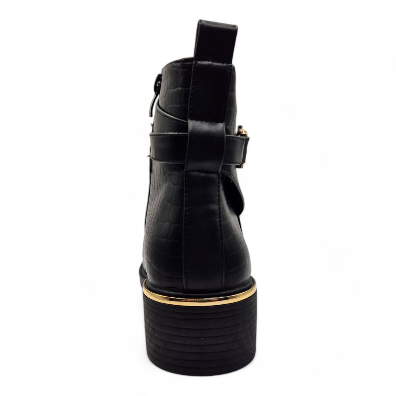 Womens Contrast Black Ankle Boots E Wide Fit Winter Ankle Zip Up Heel Ladies Shoes Size