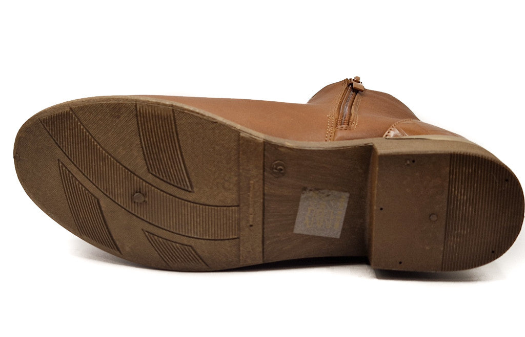 Women's Wide Fit Gold Detail Ankle Boot Tan