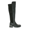 Women's Wide Fit Faux Leather Lycra Stretch Knee High Riding Boot Black