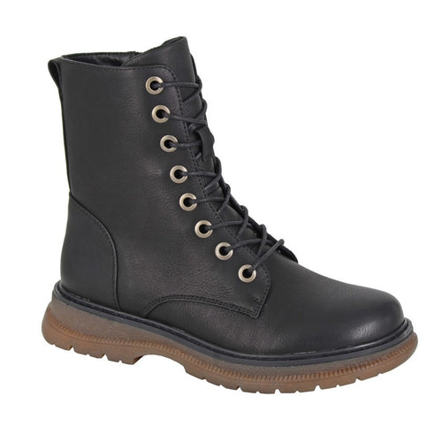 Cipriata Ladies Mid Calf Boots Zip Up Memory Foam Casual Women Black Biker Shoes