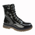 Cipriata Ankle Boots for Women - Mid Calf Zip Up Memory Foam Boots Patent Black