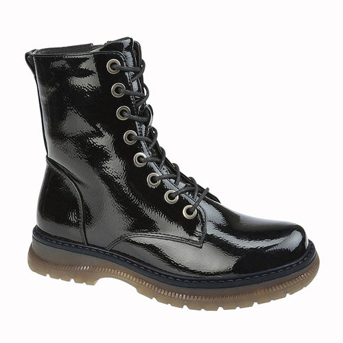 Cipriata Ankle Boots for Women - Mid Calf Zip Up Memory Foam Boots Patent Black