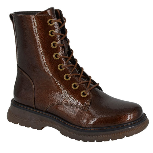 Cipriata Ankle Boots for Women - Mid Calf Zip Up Memory Foam Boots Bronze Patent