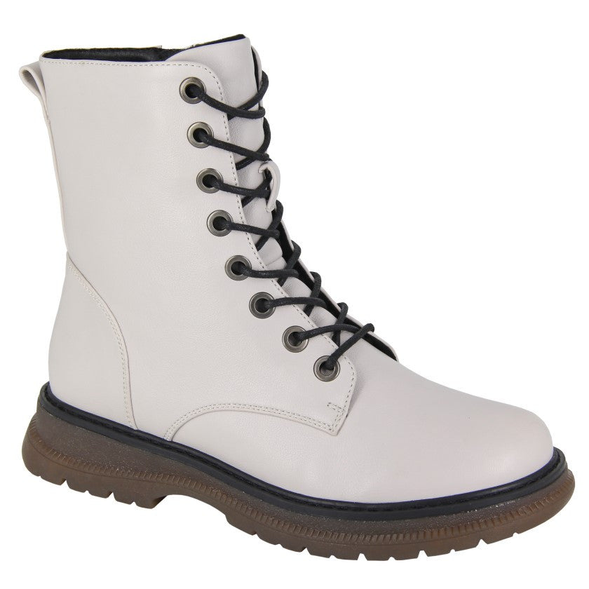 Cipriata Ankle Boots for Women - Mid Calf Zip Up Memory Foam Boots White