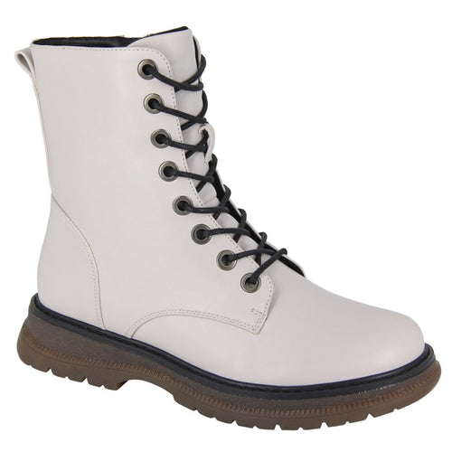 Cipriata Ankle Boots for Women - Mid Calf Zip Up Memory Foam Boots White