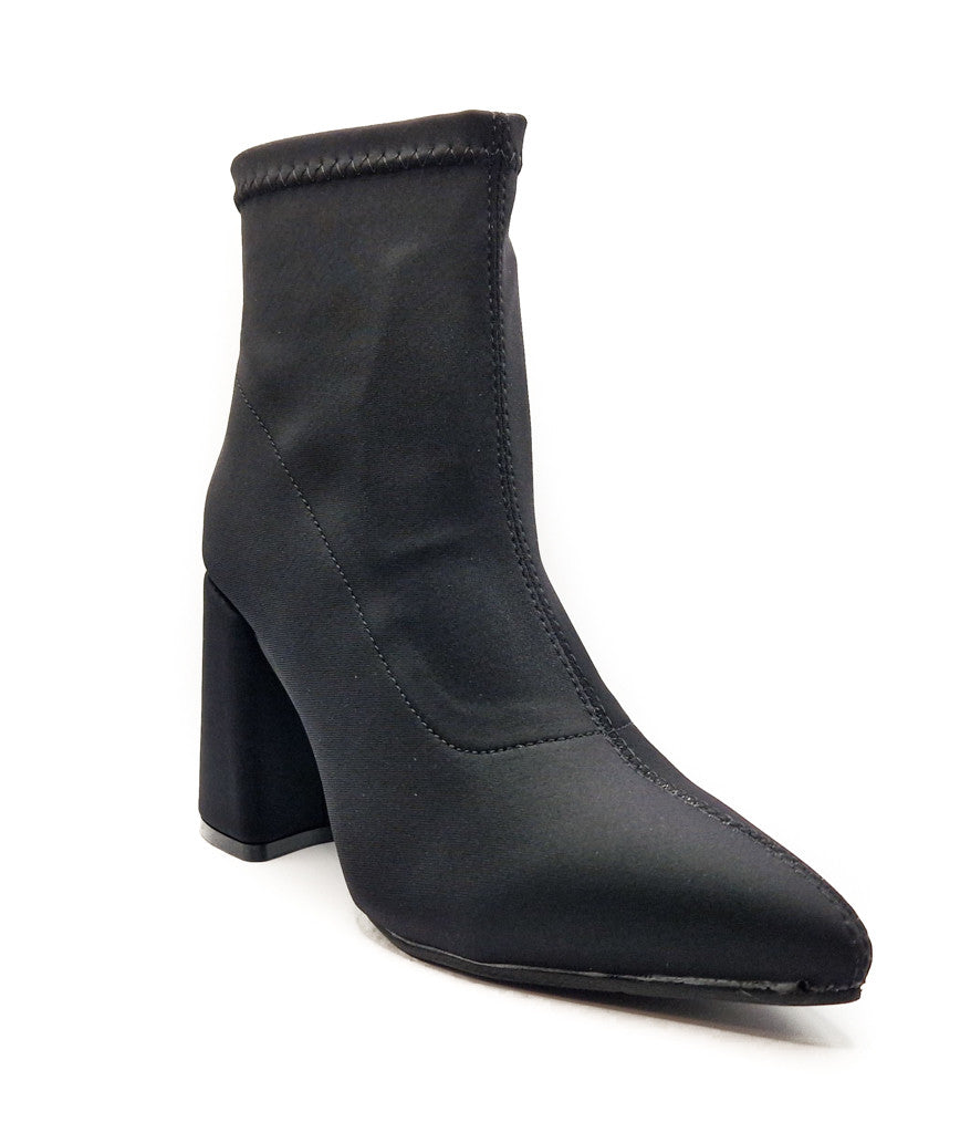 Women's Wide Fit Zip Up Stretchy Lycra Ankle Boot Black