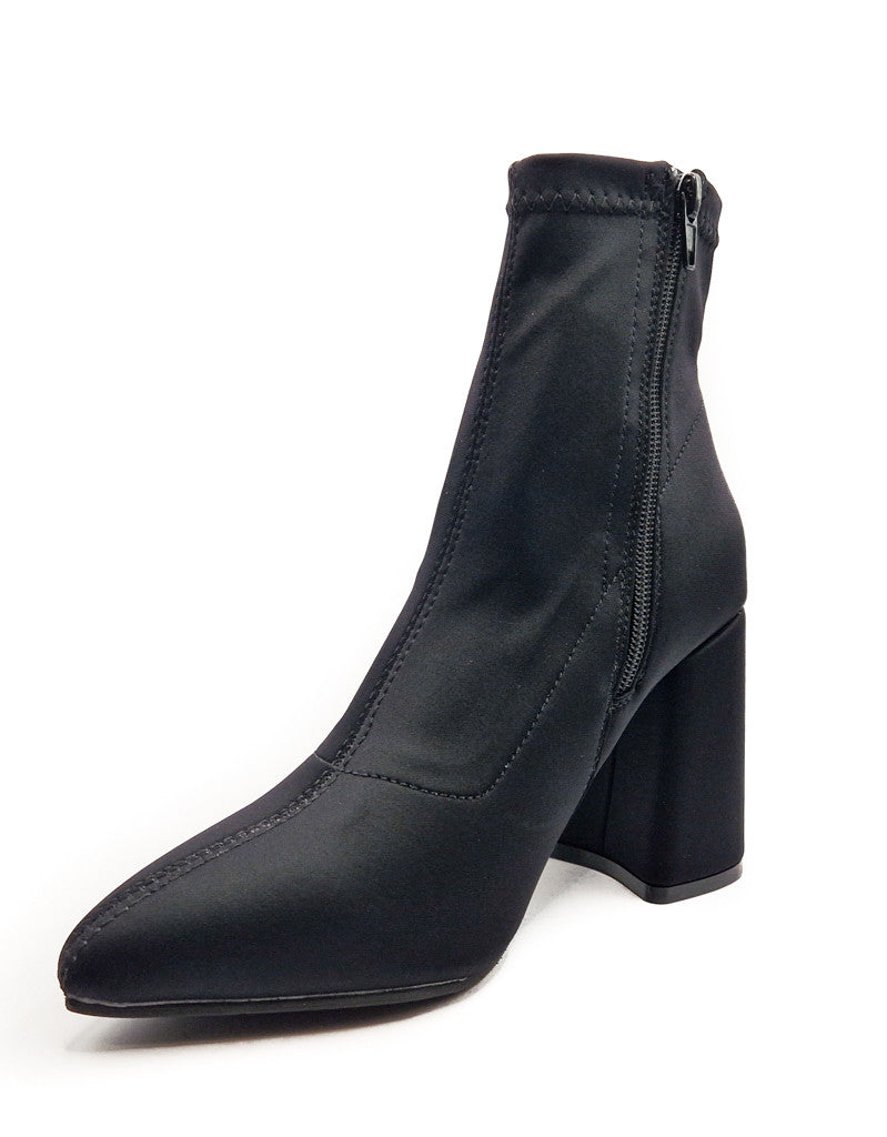 Women's Wide Fit Zip Up Stretchy Lycra Ankle Boot Black