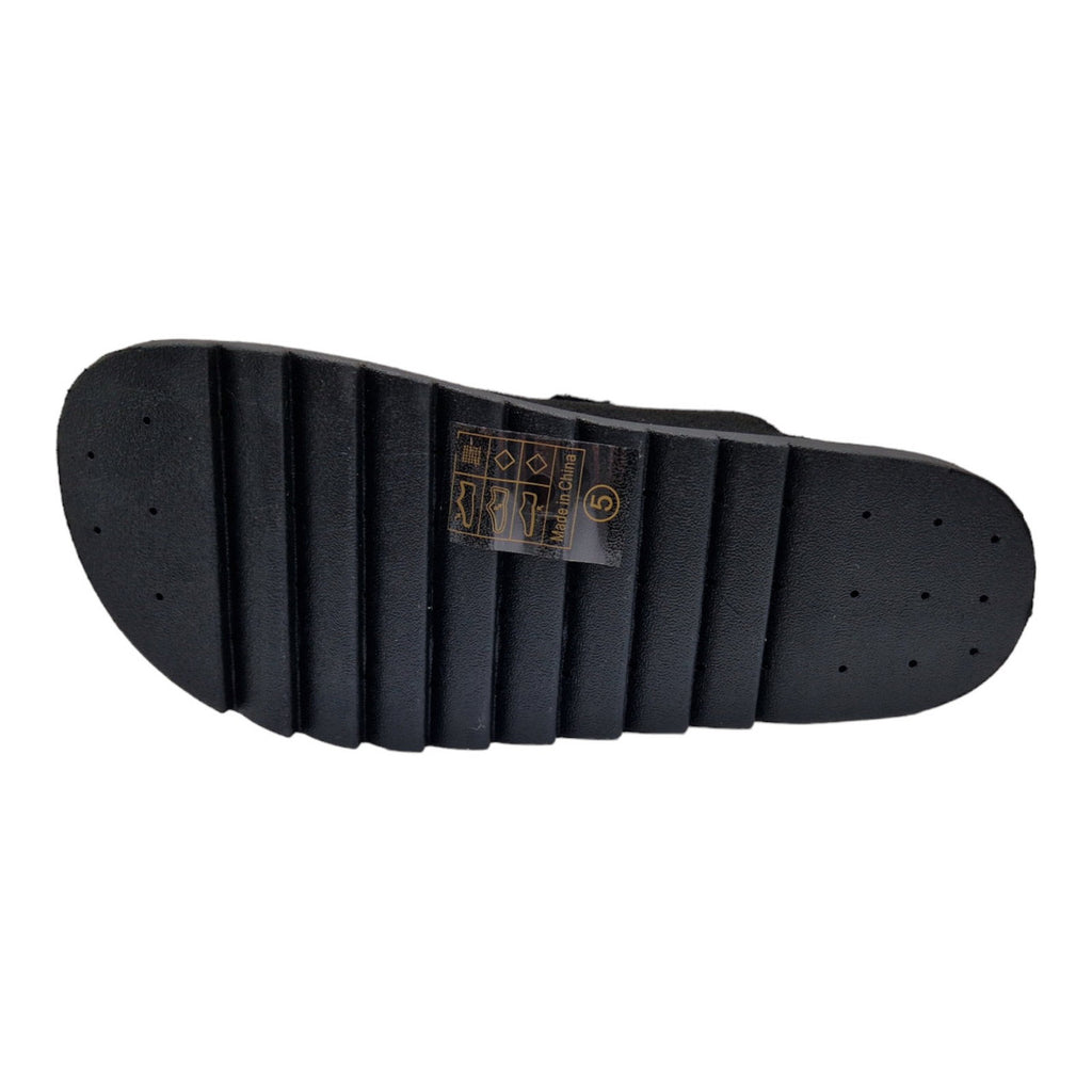 Ladies Womens Clogs Mules Faux Suede Black Slipper Western Buckle Rubber Sandals