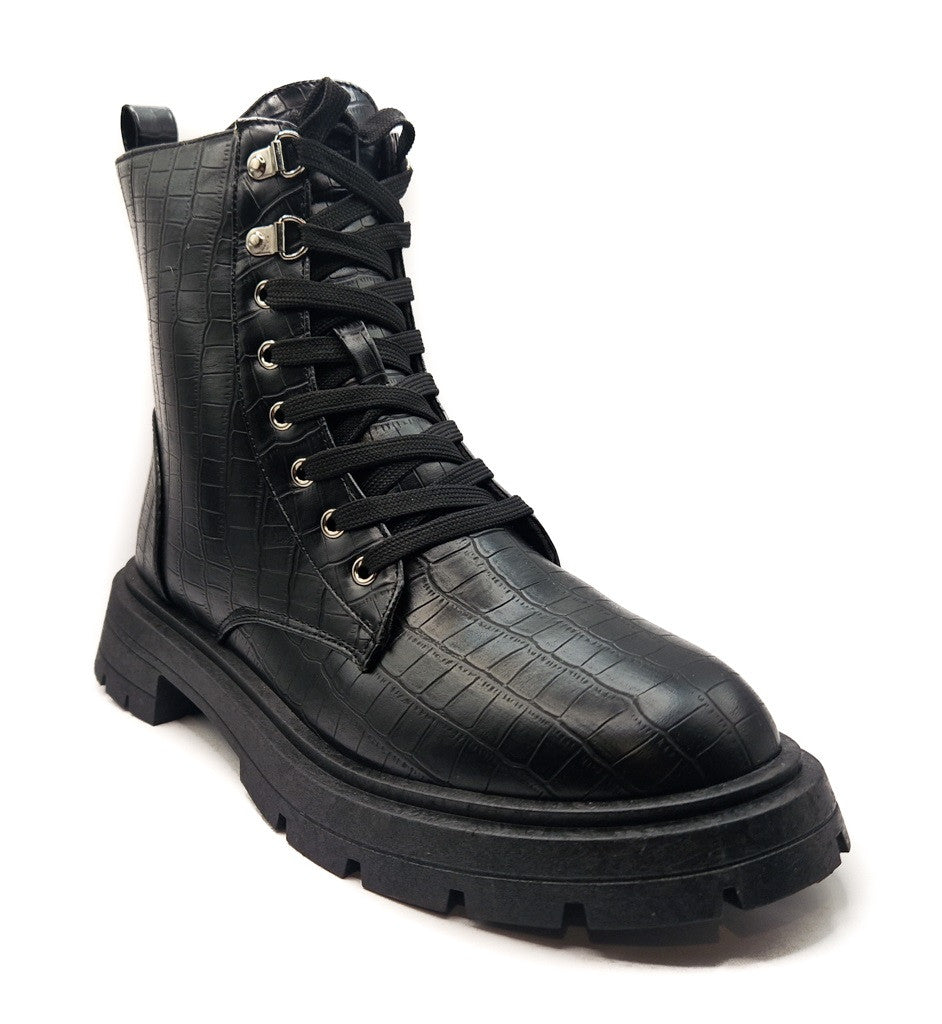 Ladies Womens Low Heel Lace Up Zip Biker Army Military Combat Ankle Boots Size