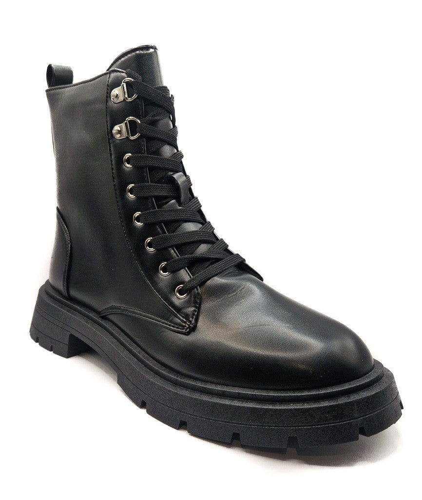 Ladies Womens Low Heel Lace Up Zip Biker Army Military Combat Ankle Boots Size