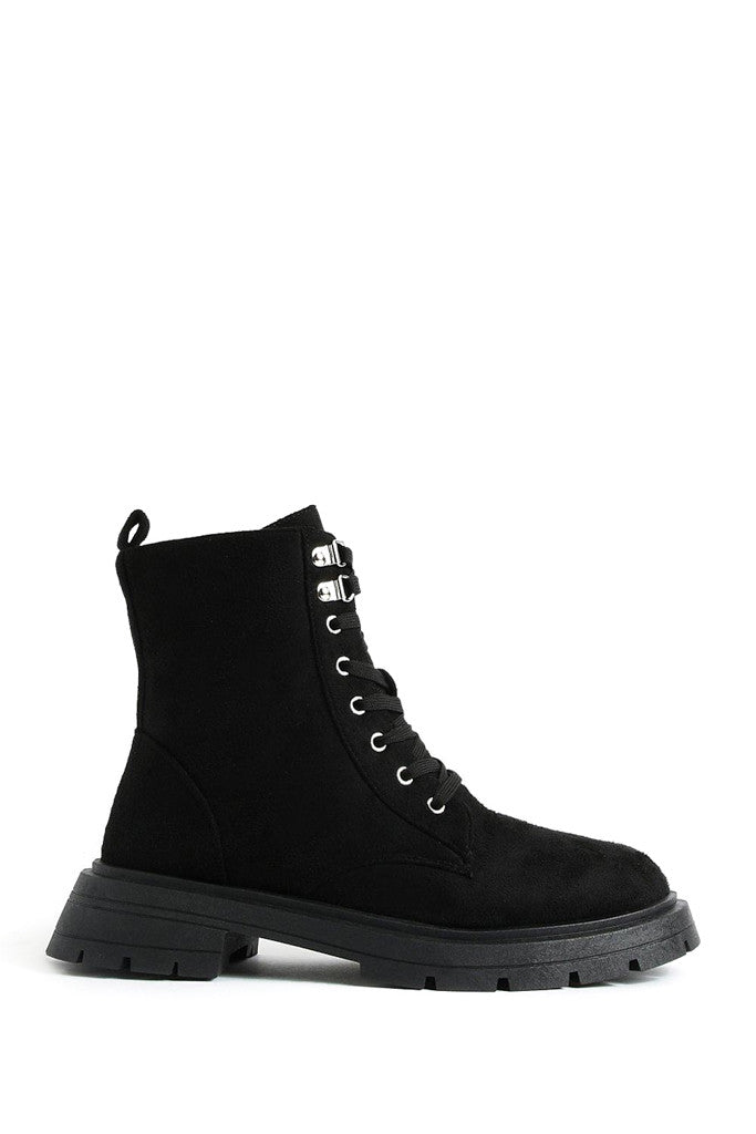 Ladies Womens Low Heel Lace Up Zip Biker Army Military Combat Ankle Boots Size