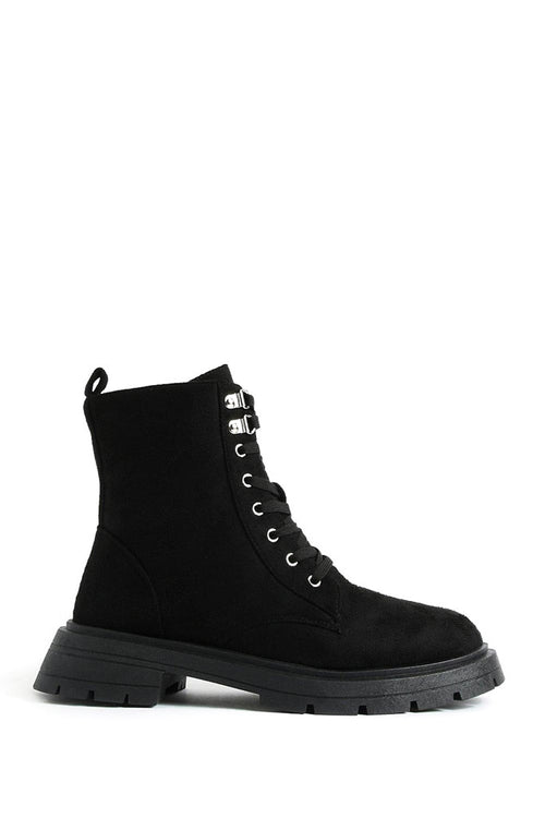 Ladies Womens Low Heel Lace Up Zip Biker Army Military Combat Ankle Boots Size