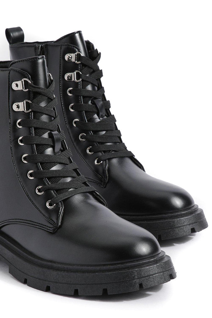 Ladies Womens Low Heel Lace Up Zip Biker Army Military Combat Ankle Boots Size