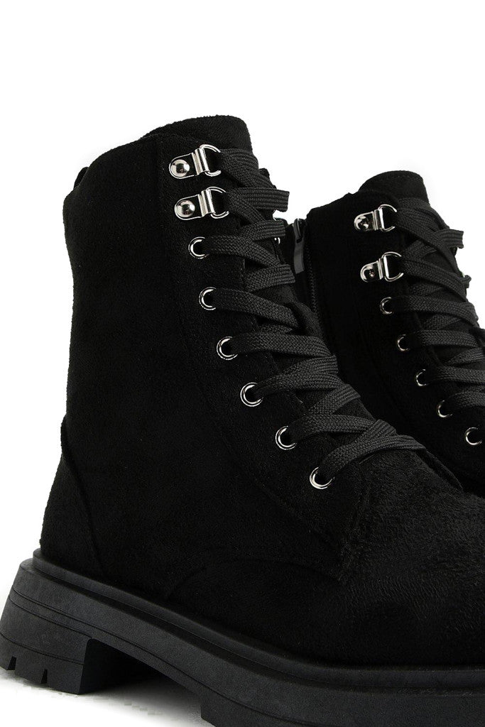 Ladies Womens Low Heel Lace Up Zip Biker Army Military Combat Ankle Boots Size