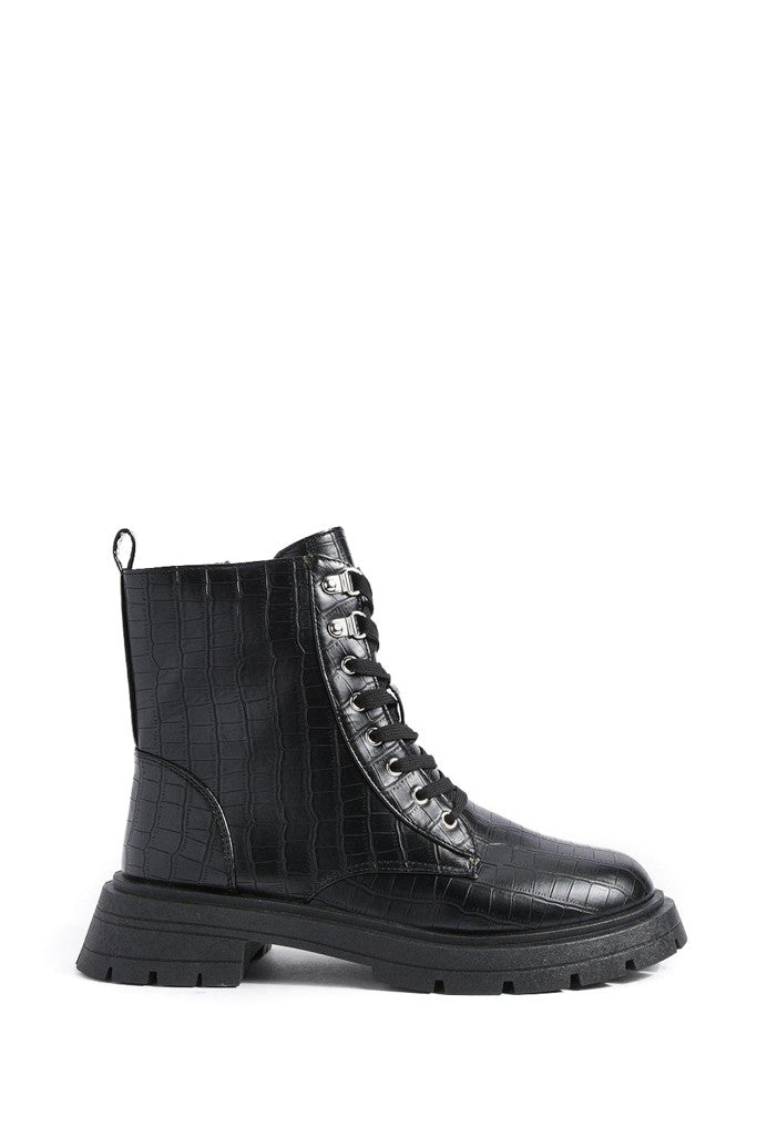 Ladies Womens Low Heel Lace Up Zip Biker Army Military Combat Ankle Boots Size