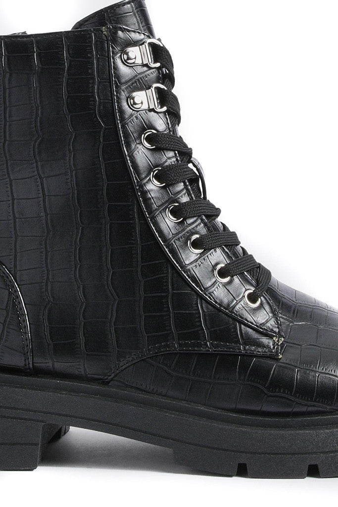 Ladies Womens Low Heel Lace Up Zip Biker Army Military Combat Ankle Boots Size