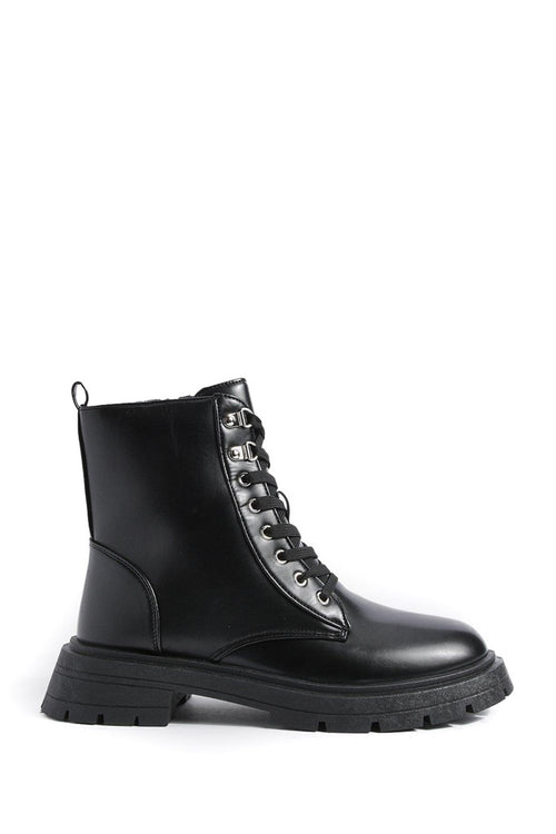 Ladies Womens Low Heel Lace Up Zip Biker Army Military Combat Ankle Boots Size