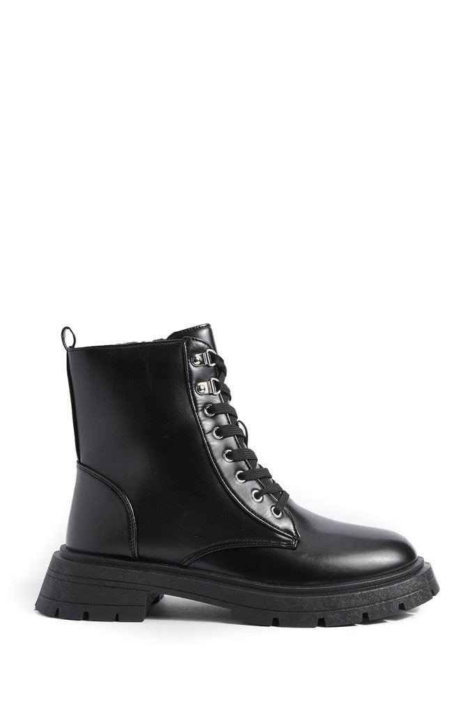 Ladies Womens Low Heel Lace Up Zip Biker Army Military Combat Ankle Boots Size