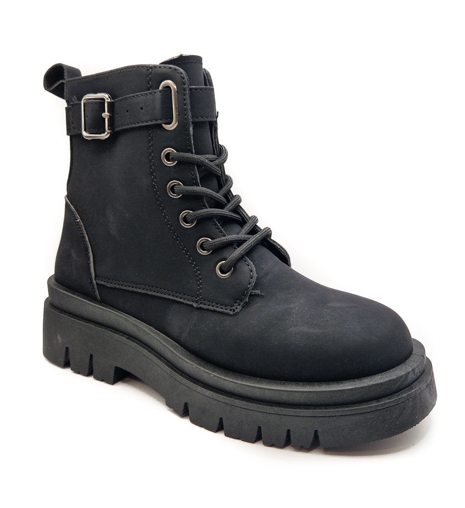 Ladies Womens Low Heel Lace Up Zip Biker Army Military Combat Ankle Boots Size