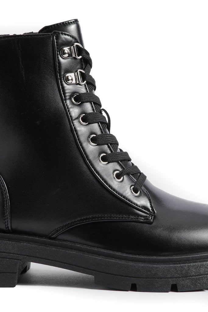 Ladies Womens Low Heel Lace Up Zip Biker Army Military Combat Ankle Boots Size