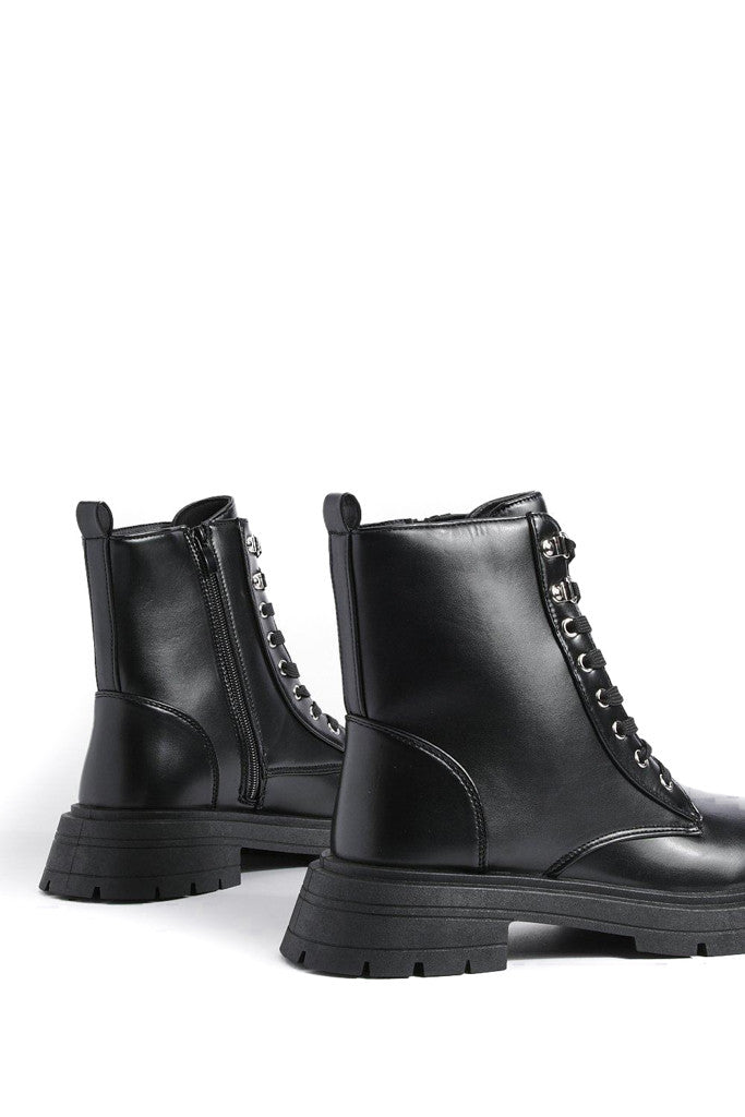 Ladies Womens Low Heel Lace Up Zip Biker Army Military Combat Ankle Boots Size