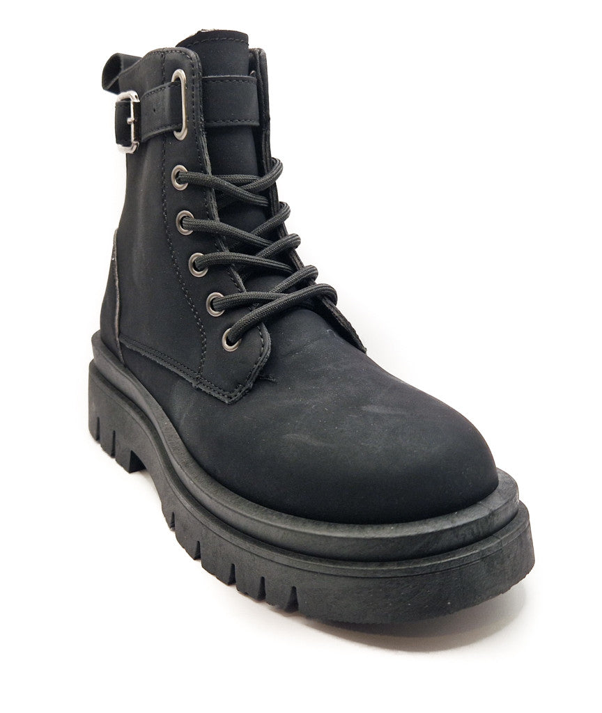 Ladies Womens Low Heel Lace Up Zip Biker Army Military Combat Ankle Boots Size